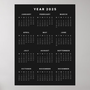 Minimalistisches Kalenderposter 2025 Poster