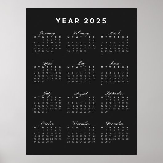 Minimalistisches Kalenderposter 2025 Poster (Vorne)