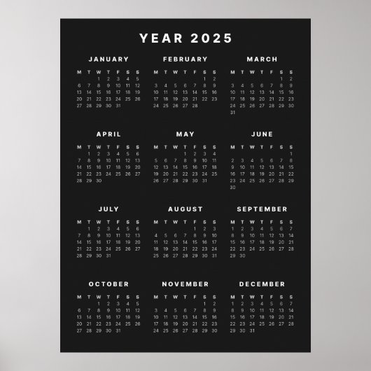 Minimalistisches Kalenderposter 2025 Poster (Vorne)