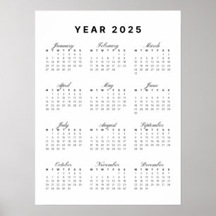 Minimalistisches Kalenderposter 2025 Poster