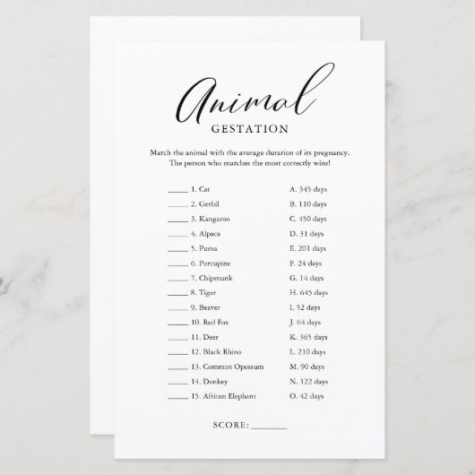 Minimalistisches Kalligrafie-Baby-Gestationsspiel (Vorne/Hinten)