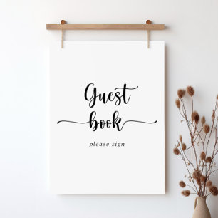 Minimalistisches Kalligrafie-Gästebuch-Schild Poster