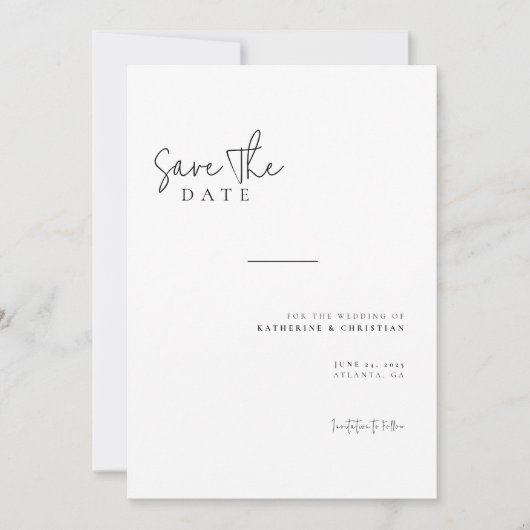 Minimalistisches Kalligrafie-Script-Foto Save the  Date (Vorderseite)