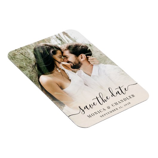 Minimalistisches Kalligrafie-Script-Foto Save the  Magnet (Rechte Seite)