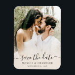 Minimalistisches Kalligrafie-Script-Foto Save the  Magnet<br><div class="desc">Modernes Minimalistisches Script-Foto Save the Date Wedding Magnet</div>