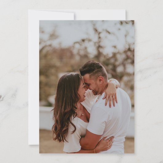 Minimalistisches Kalligrafie-Script-Foto Save the Save The Date (Rückseite)