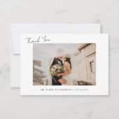 Minimalistisches Kalligrafie-Script-Hochzeitsskrip Dankeskarte (Vorderseite)