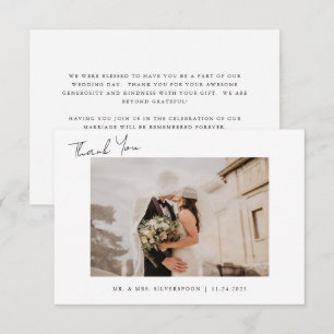 Minimalistisches Kalligrafie-Script-Hochzeitsskrip Dankeskarte