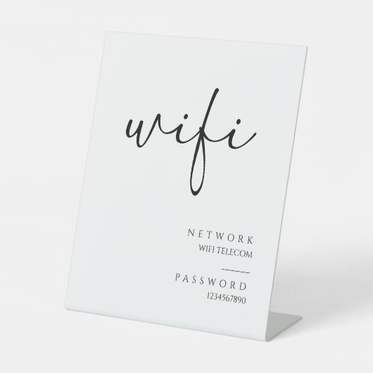 Minimalistisches kalligrafisches WiFi-Kennwort-Hoc Sockelschild (Vorderseite)
