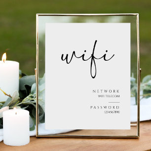 Minimalistisches kalligrafisches WiFi-Kennwort-Hoc Sockelschild