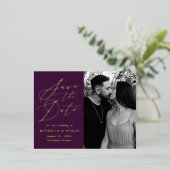 Minimalistisches kalligraphisches Foto Save the Da Folie Einladungspostkarte (Stehend vorne)