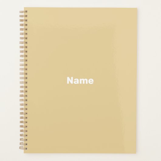 Minimalistisches Kamelbeige individuelle Name Jahr Planer (Vorderseite)