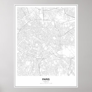 Minimalistisches Karten-Plakat Paris, Frankreich Poster