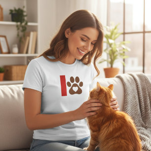 Minimalistisches Katze-Mama-T-Shirt - Brauner Pfot T-Shirt