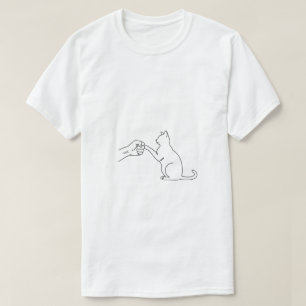 Minimalistisches Katzen-Fauststoß-Linienkunst-Männ T-Shirt
