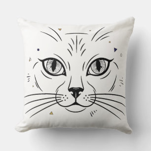 minimalistisches Katzen-Gesicht-Linienkunst Kissen
