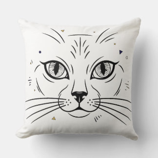minimalistisches Katzen-Gesicht-Linienkunst Kissen
