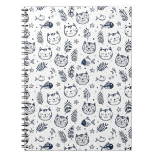 Minimalistisches Katzen-Gesicht & Tropische Blätte Notizblock