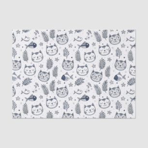 Minimalistisches Katzen-Gesicht & Tropische Blätte Seidenpapier