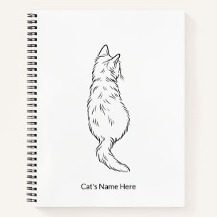 Minimalistisches Katzen-Linienkunst-Notizbuch mit Notizblock