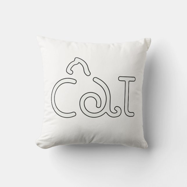 Minimalistisches Katzen-Typografie-Design – Modern Kissen (Vorderseite)