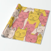 Minimalistisches Katzenmuster Faltpapier für die K Geschenkpapier (Ungerollt)