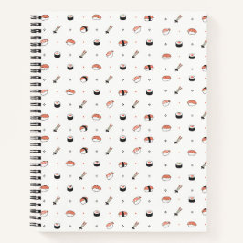 Minimalistisches Kawaii-Sushi-Muster Süße japanisc Notizblock