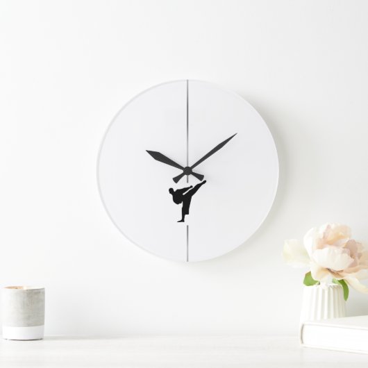 Minimalistisches Kickboxing - Kampfkunst - Große U Große Wanduhr (Zuhause)