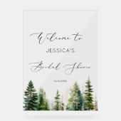 Minimalistisches Kiefernwald Brautparty Willkommen Acrylschild (Vorderseite)