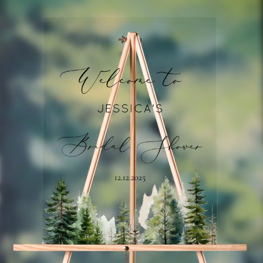 Minimalistisches Kiefernwald Brautparty Willkommen Acrylschild (Neutral)