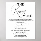 Minimalistisches Kissing Menu Hochzeitsspiel Poster (Vorne)