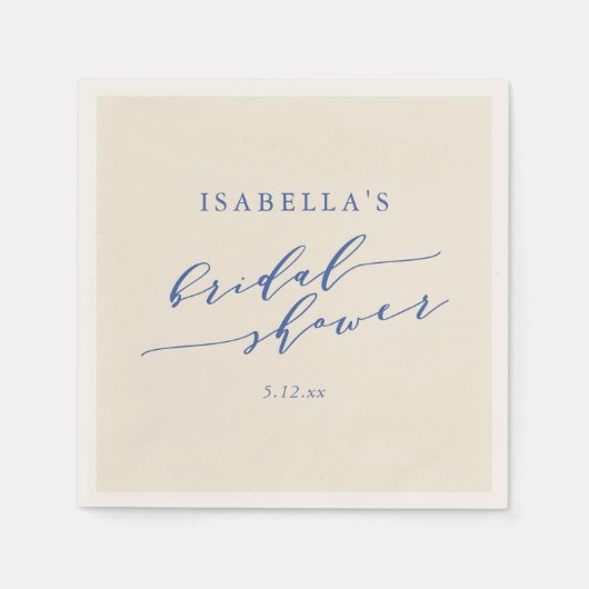 Minimalistisches klassisch blaues chic Brautparty- Serviette (Vorderseite)