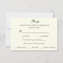 Minimalistisches klassisches Elegant bei Elfenbein RSVP Karte