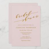 Minimalistisches klassisches elegantes rosa Brautp Einladung (Vorne/Hinten)