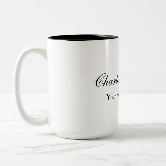 Minimalistisches klassisches Handschriftzeichen Zweifarbige Tasse (Links)