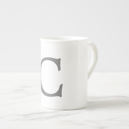 Minimalistisches klassisches Monogramm, Anfangsgra Porzellantasse (Vorderseite Rechts)