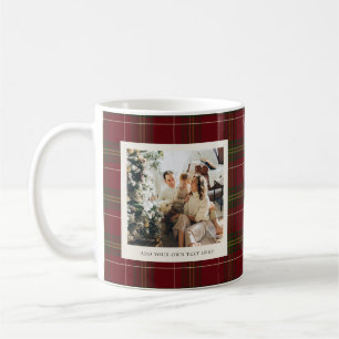 Minimalistisches klassisches rotes Karo 2 Foto Kaffeetasse