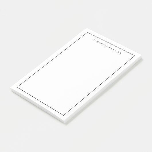Minimalistisches klassisches Schwarz - Ihr Name Post-it Klebezettel (angewinkelt)