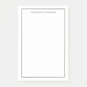 Minimalistisches klassisches Schwarz - Ihr Name Post-it Klebezettel