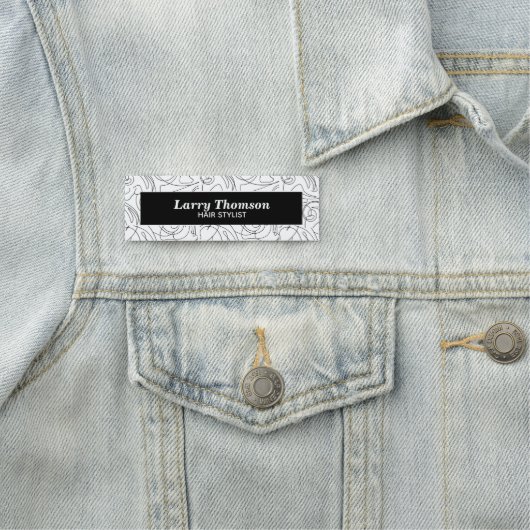 Minimalistisches, klassisches Schwarz-weißes Abstr Namensschild (Beispiel)