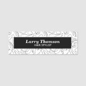 Minimalistisches, klassisches Schwarz-weißes Abstr Namensschild (Vorderseite)