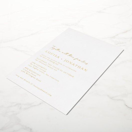 Minimalistisches klassisches Skript Hochzeit White Folieneinladung (Gedreht)