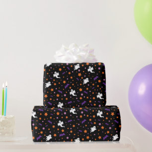Minimalistisches kleines Gespenst- und Stern-Hallo Geschenkpapier
