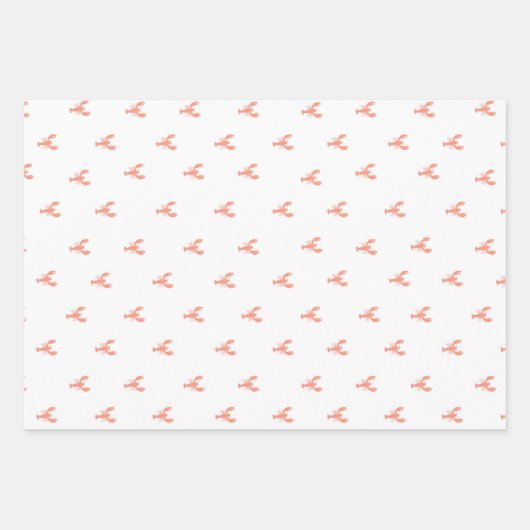 Minimalistisches kleines rotes Hummermuster Geschenkpapier Set (Vorderseite 2)