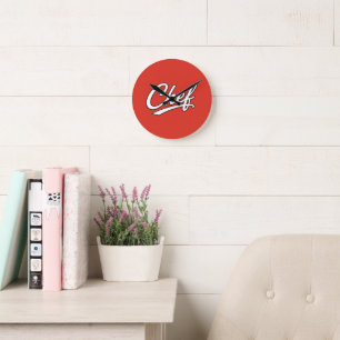 Minimalistisches Kochschrift-Typografie-Design Runde Wanduhr