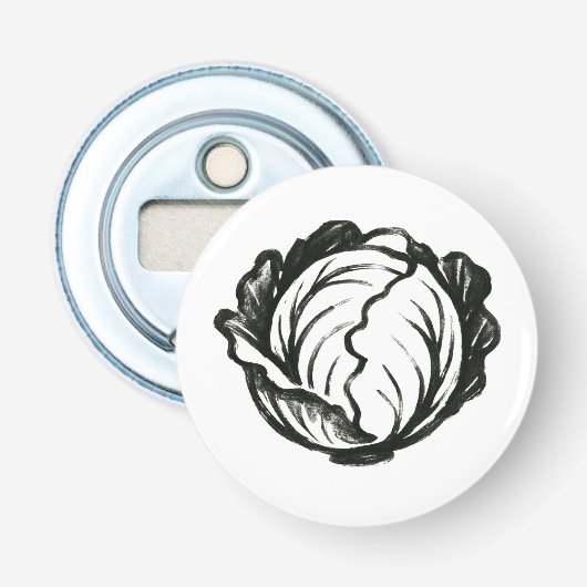 Minimalistisches Kohl-Gemüsedesign auf Flaschenöffner (Vorderseite)