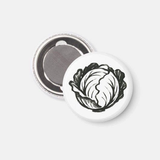 Minimalistisches Kohl-Gemüsedesign auf Magnet (Vorderseite/Rückseite)
