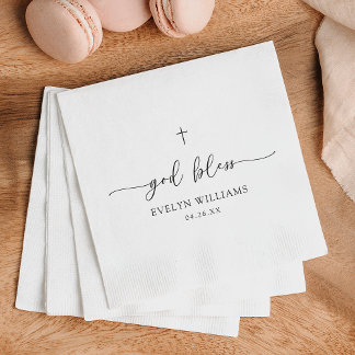 Minimalistisches Kreuz Personalisierte Taufe Serviette