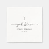 Minimalistisches Kreuz Personalisierte Taufe Serviette (Vorderseite)