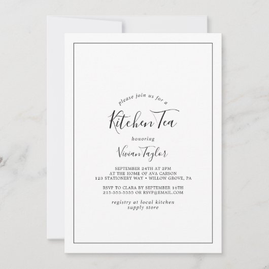 Minimalistisches Küchentee Einladung (Vorderseite)